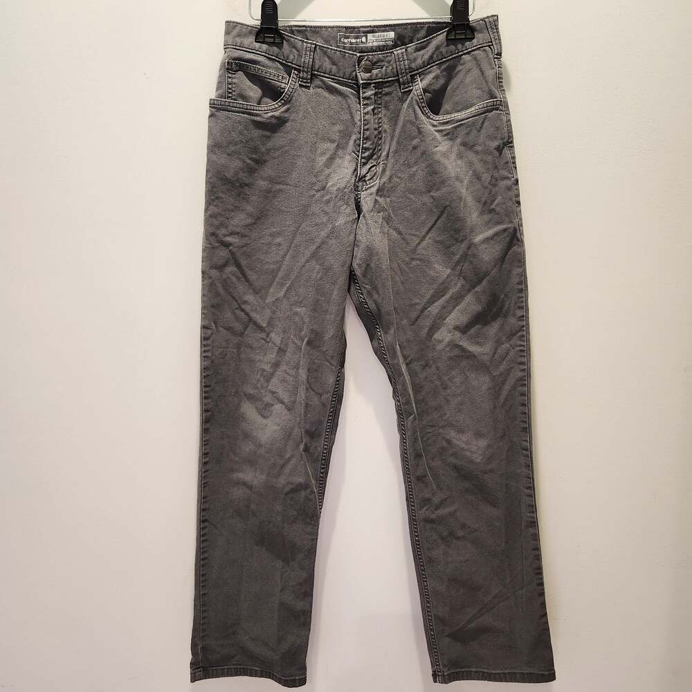 Carhartt Men's 32x32 Relaxed Fit Gray Rugged Flex Canvas Work Pants BN2517-M